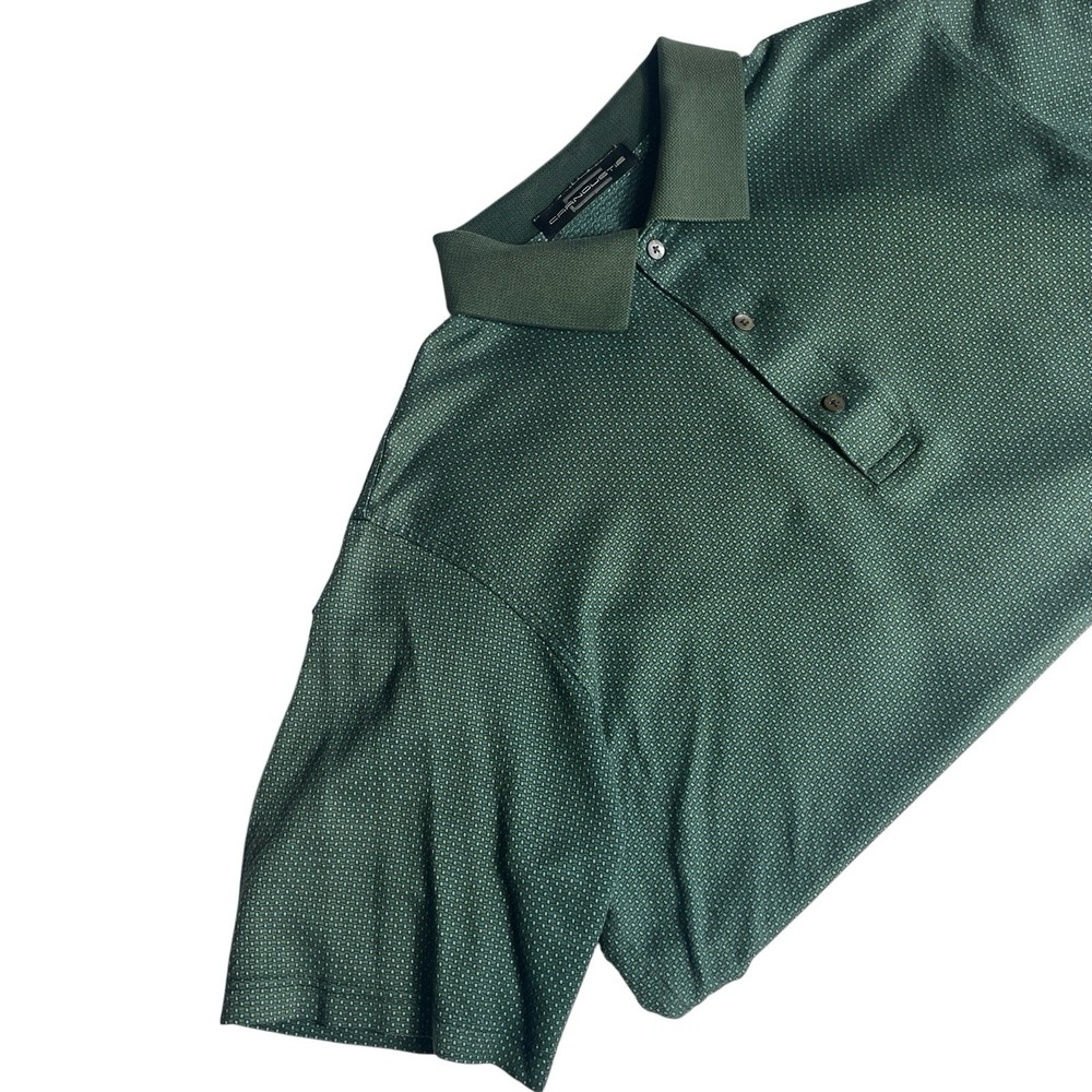 Carnoustie Mens M Green Mercerized Cotton Golf Polo Shirt Korea Geometric
